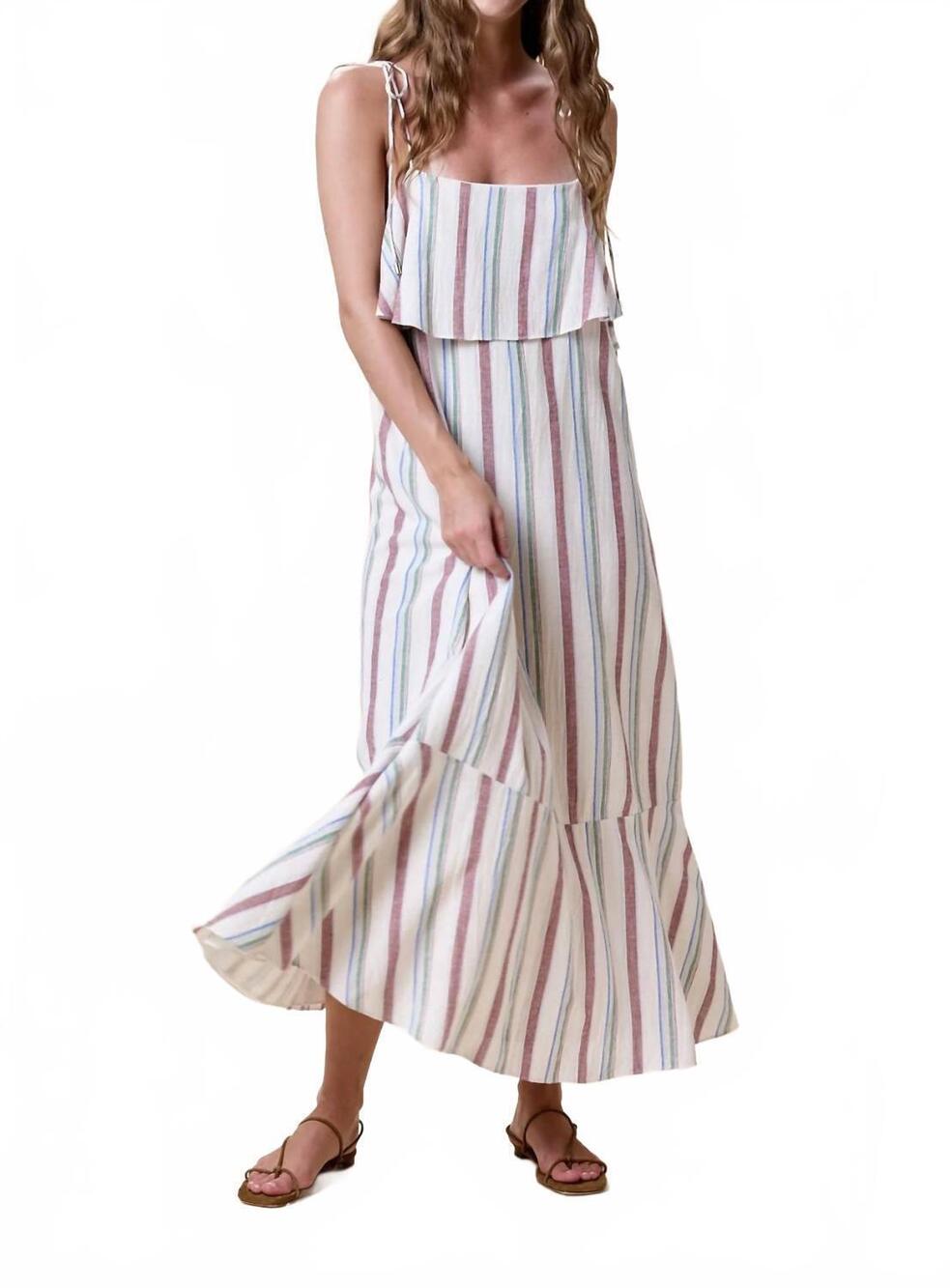 NEW CLEOBELLA madera ankle dress in multi-colored striped